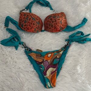 Beach Bunny Teal and Orange Bikini